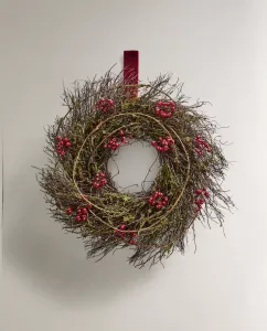 Рождественский венок Zara Home Wreath Decoration With Dried Leaves And Flower, зеленый