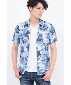 Футболка с коротким рукавом с принтом «Торнадо Март» и металлическим рисунком гибискуса Tornado Mart, цвет Light Blue