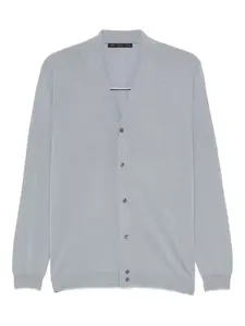 Кардиган из шерсти с V-образным вырезом Low Brand, синий