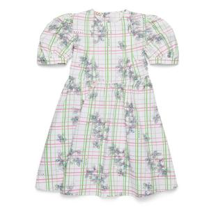 Marni Kids Платье с клетчатыми рукавами-фонариками, белый
