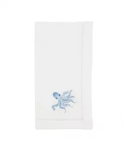 Салфетки с вышитым изображением краба «Сокровища океана», набор из 6 шт. Saro Lifestyle, white