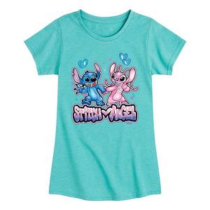 Футболка с принтом Lilo & Stitch и ангелом для девочек 7-16 лет Disney, Turquoise
