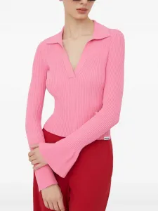 Свитер Soverie в рубчик с рукавами колокол Hugo, розовый