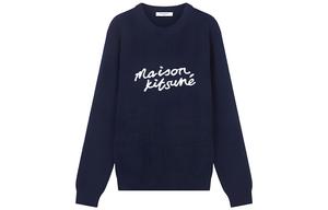 Свитер из шерсти с вышитым логотипом Maison Kitsune, темно-синий