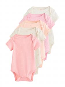 Next Комбинезон/боди в светло-оранжевом, розовом, белом шерстяном цвете