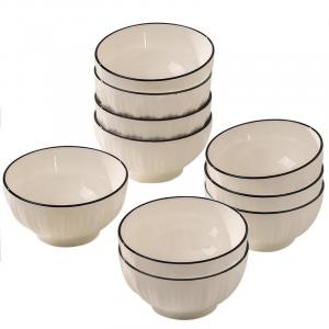 Набор посуды Kawasimaya, бежевый/черный, 10 тарелок 11,5 см