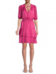 Многоярусное атласное платье-блузон Sam Edelman Pretty pink