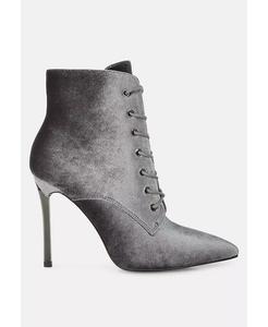 Женские бархатные сапоги на высоком каблуке bornsta London Rag, серый