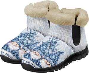 Женские зимние снежные ботинки для женщин, утепленные удобные ботильоны, уличная обувь с противоскользящей подошвой Tomeusey, Santa Claus Print