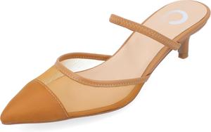 Сетчатые туфли на невысоком каблуке с острым носком от Journee Collection, Tan