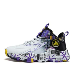 Black-tailed deer Амортизирующие баскетбольные кроссовки Black Tailed Deer с противоскользящими и износостойкими свойствами, мид-топ, унисекс, бело-фиолетовые, цвет White Purple