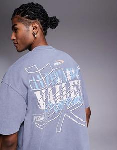 Футболка свободного кроя ASOS DESIGN с уличной графикой серого цвета