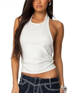 Твистер вязаный топ-халтер без спинки Edikted, слоновая кость/кремовый