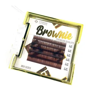 Коричневые ресницы для наращивания, изгиб С, 8 мм, 1 упаковка. Looksus Lashes Brownie 0,07 medium brown