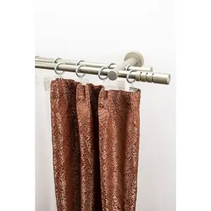 Карниз PEMPIA Ø 20 мм, двухрядный, длина по желанию, комплект для штор, удлиняемый, с кнопкой и вырезами, с кольцами Garesa, Chromfarben