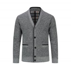 Кардиган с двумя карманами на пуговицах воротник стойка кардиган на зиму Allthemen, серый