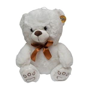 Кремовый плюшевый мишка с коричневым бантом-гигантом Inna marka