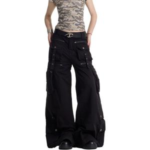 NEVER RULE Повседневные брюки Unisex Black Moderate Wide Leg