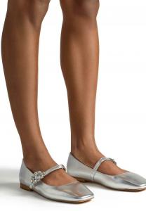 Балетки с ремешком на щиколотке Alma en Pena, серебристый