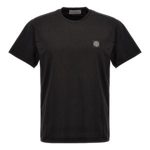 Футболка garment dyed logo t-shirt 'black' Stone Island, черный