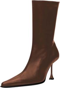 Женские ботильоны FOWT с заостренным носком и высокой шпилькой, короткие ботинки с боковой молнией, сексуальная обувь для вечеринок и клуба, размеры 4-16 США, Brown