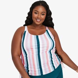 Купальник-танкини Maya больших размеров: верх со съемными чашечками и плавки Calypsa, Multi stripe