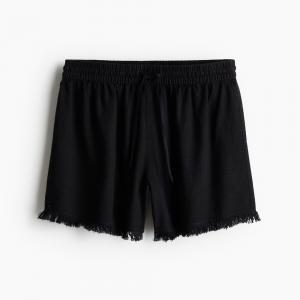 Шорты H&M Linen-blend Pull-on, черный