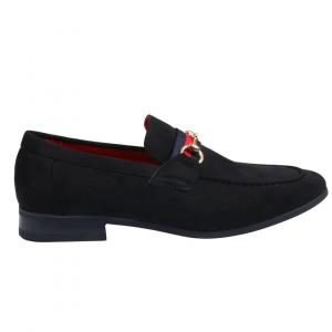 Лоферы из замши с кожаной подкладкой на пряжке для официального стиля TruClothing, черный