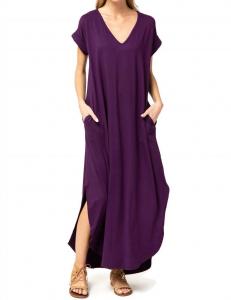 Повседневное платье с карманами сливового цвета entro, цвет plum