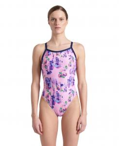Женский купальник Arena Rose Texture Xcross Back Multi Pink-Navy