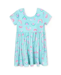 Платье-солнышко с коротким рукавом для девочек Baby Girls Spotted Leopard Gerber, синий