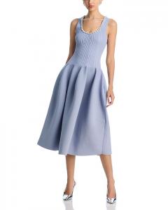 Украшенное трикотажное платье миди Self-Portrait, синий