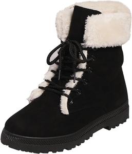 Женские походные зимние ботинки с мехом, водонепроницаемые, утепленные, удобные для работы и активного отдыха, походов и велоспорта Generic, черный