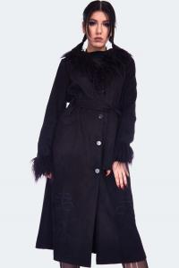 Пальто Jawbreaker Spirited Embroidered Maxi Suede Coat, черный