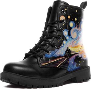Женские ботильоны на каблуке Sky Star Арт, мужские комфортные ботинки на шнуровке для зимы и осени, модные стильные ботинки для улицы AWSOLE, Black Yellow Blue