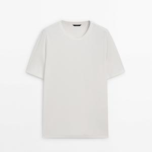 Футболка Massimo Dutti Short Sleeve Cotton Blend, кремовый