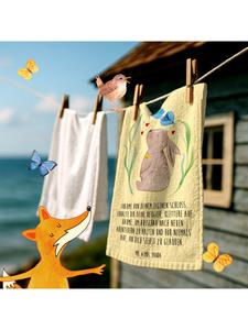 Mr. & Mrs. Panda Полотенце с изображением зайчика и цветка, с надписью пастельно-желтого цвета