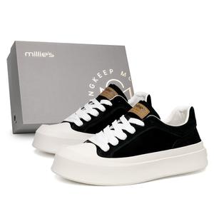Кроссовки MILLIE'S Low-Top Skateboard Unisex черно-белые с коробкой Millies, черно-белые всесезонные
