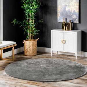 nuLOOM круглый ковер 183 x 183 см Cozy Plush SuperiorWash, машинная стирка, нескользящий, мягкий пушистый ворс для гостиной спальни детской комнаты домашний декор, Loni Grey
