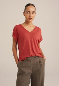 Футболка WE Fashion Basic T-shirt, Saffron Red/Mottled Red