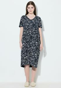 Платье Ulla Popken SKETCHBOOK GARDEN SHORT SLEEVE, Marine/Dark Blue