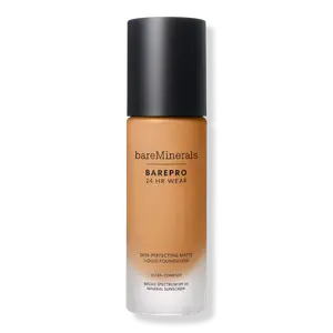 Основа BAREPRO 24HR Wear Skin-Perfecting Matte Liquid Foundation Mineral SPF 20 bareMinerals, Medium Deep 40 Warm (for medium deep warm skin with a golden hue)