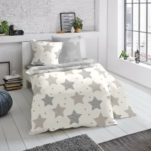 Комплект постельного белья Dream Sleep Flannel Reversible Stars Beige 200x220 см + 2 x 80x80 см Traumschlaf