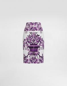 Приталенная юбка с принтом майолика Dolce & Gabbana, мультиколор