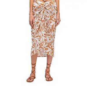 Длинный саронг Sundek с цветочным принтом, коричневый