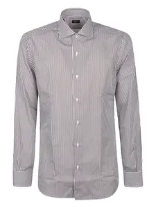 Рубашка в полоску из хлопка Barba, коричневый