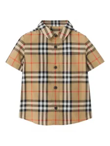 Клетчатая рубашка Burberry Kids, коричневый