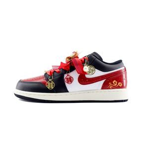 Jordan Air 1 Scenic Beauty устойчивые к истиранию низкие баскетбольные кроссовки винтаж Unisex Black Red