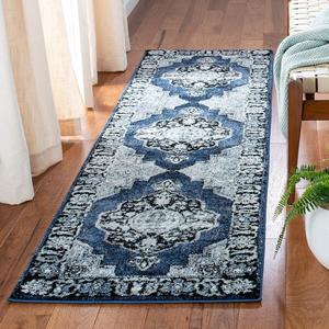 Ковер-дорожка SAFAVIEH, 69 x 305 см, Vintage Hamadan Collection, Blue & Grey, восточный традиционный персидский дизайн, без линьки и простой в уходе, идеален для помещений с высокой проходимостью в гостиной, спальне (VTH219M)