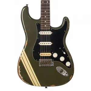Fender Custom Shop MVP Stratocaster HSS Relic - Olive Drab с винтажными белыми гоночными полосами и соответствующей двухступенчатой головой грифа - НОВИНКА!!!